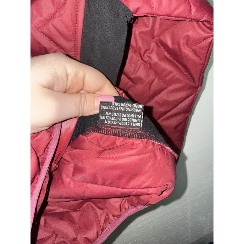 Texas Country Maroon Quilted Puffer Jacket Small Full Zip Mock Neck Maroon - Picture 3 of 4